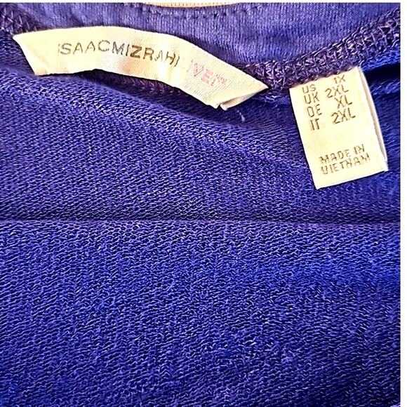 NWOT Isaac Mizrahi Live! Women’s Blue Short Sleeve Belted French Terry Dress 1X - Picture 3 of 8